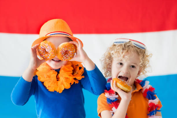 Kids supporting Netherlands sport team
