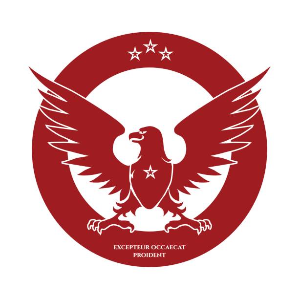 ilustrações, clipart, desenhos animados e ícones de heráldico logotipo vermelho, águia e estrelas - symbol military star eagle