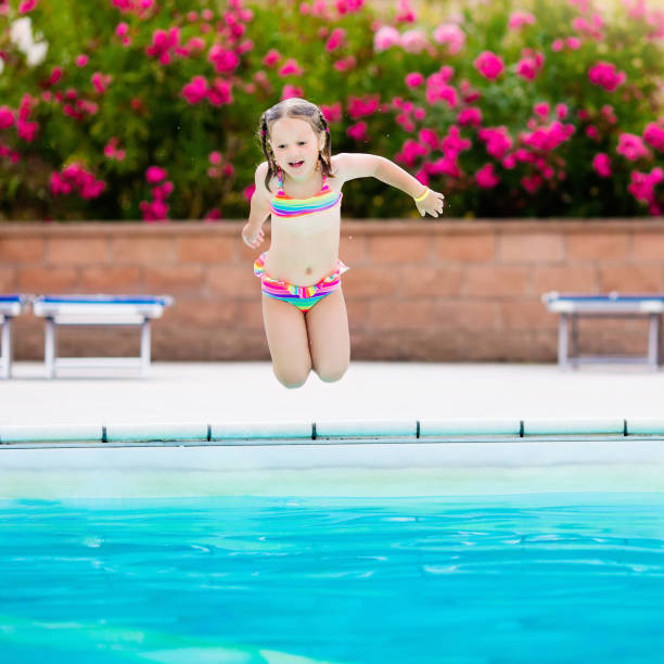 istock Child in swimming pool on summer vacation 675078932