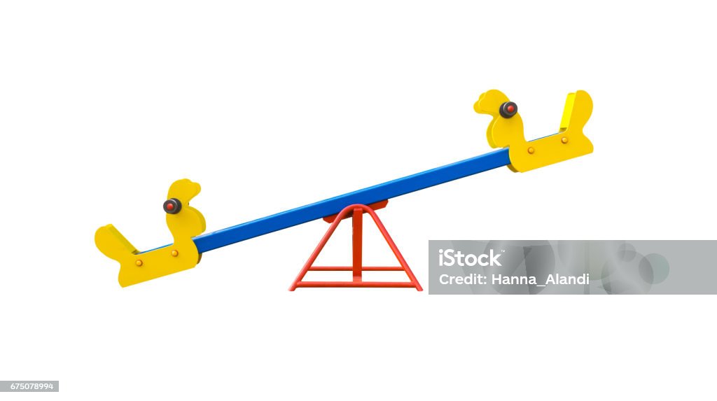 Seesaw for playground Seesaw in shape of birds for playground. Isolated on white background. Seesaw Stock Photo