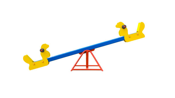 Seesaw for playground Seesaw in shape of birds for playground. Isolated on white background. swing play equipment stock pictures, royalty-free photos & images