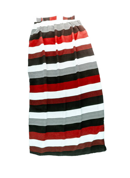 istock Women's long skirt with a striped multi-colored pattern, isolated on white background 675085392