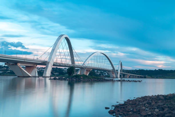 Juscelino Kubitschek Bridge in Brasilia, Brazil. stock photo