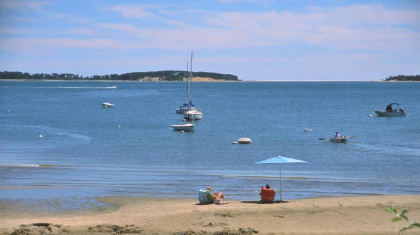 Town Landing Beach on Pleasant Bay, Orleans, MA. stock photo
