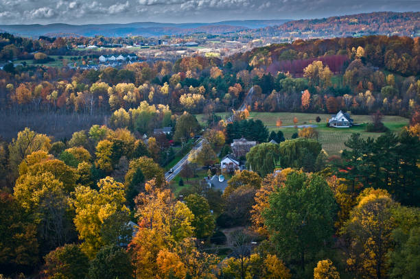 istock Aerial view of fall foliage in Vermont 675092848