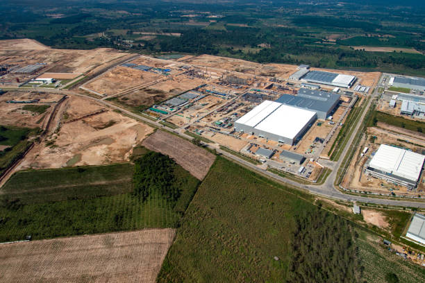istock Industrial Estate Land Development Aerial View in Thailand 675094064