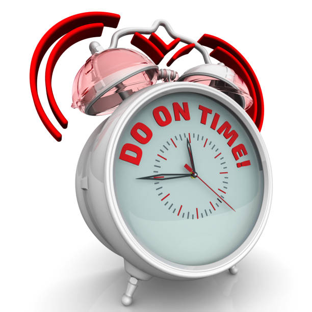 istock Do on time! The alarm clock with an inscription 675096670