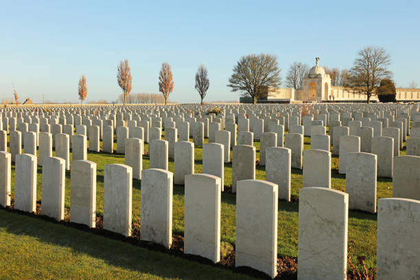Tyne Cot WWI Memorial Cemetery - Flanders Fields Belgium stock photo