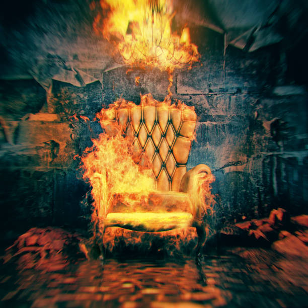 istock burning armchair in destroyed room . 3d illustration concept 675186854