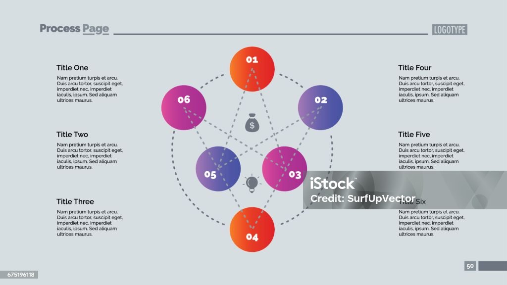 Six Elements Flowchart Slide Template Stock Illustration - Download ...
