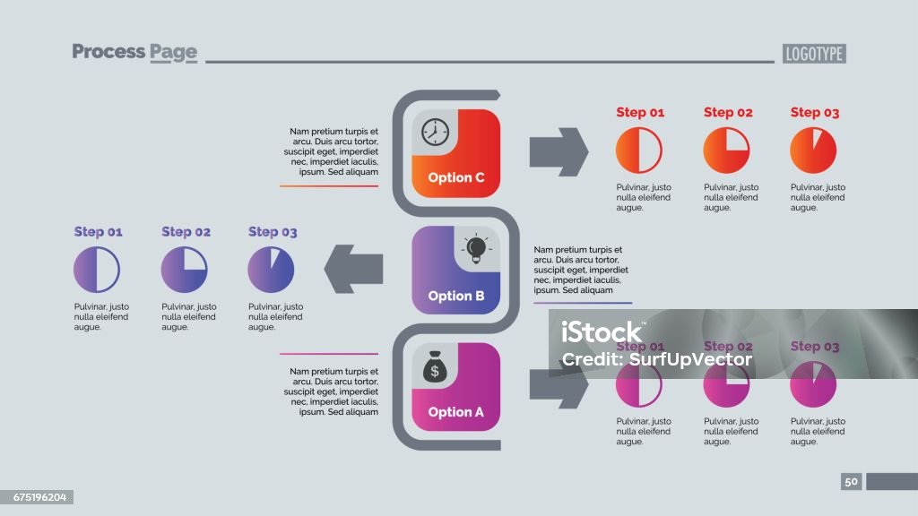 Three Options Flowchart Slide Template Stock Illustration - Download ...