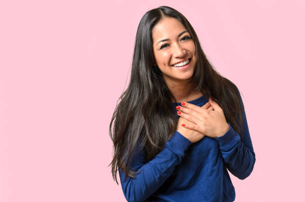 istock Young woman showing her heartfelt gratitude 675199438