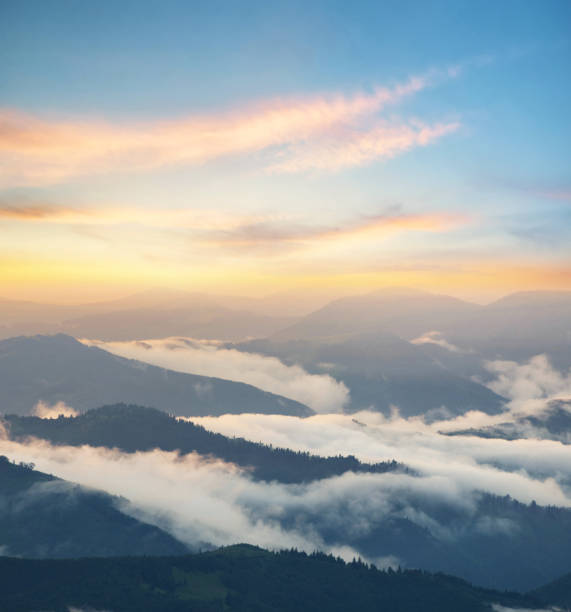 istock Mountain valley during sunrise. Natural summer landscape 675210278