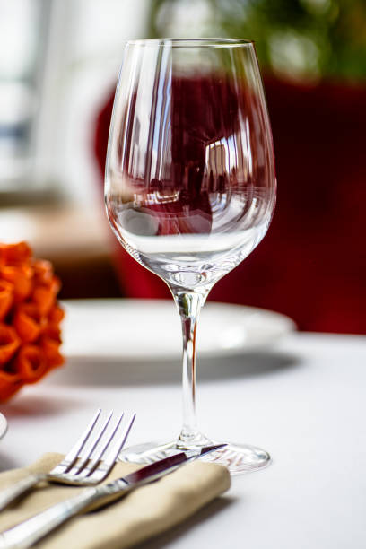 istock Empty wine glass or water is on the table. 675212856