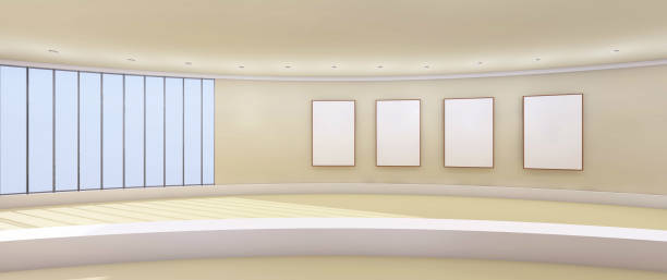 istock Exhibition Arts Gallery Modern Clean and picture frames with wall 675213466