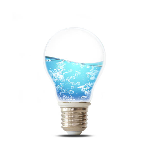 istock Save Water Concept, water in light bulb isolated on white background 675219456