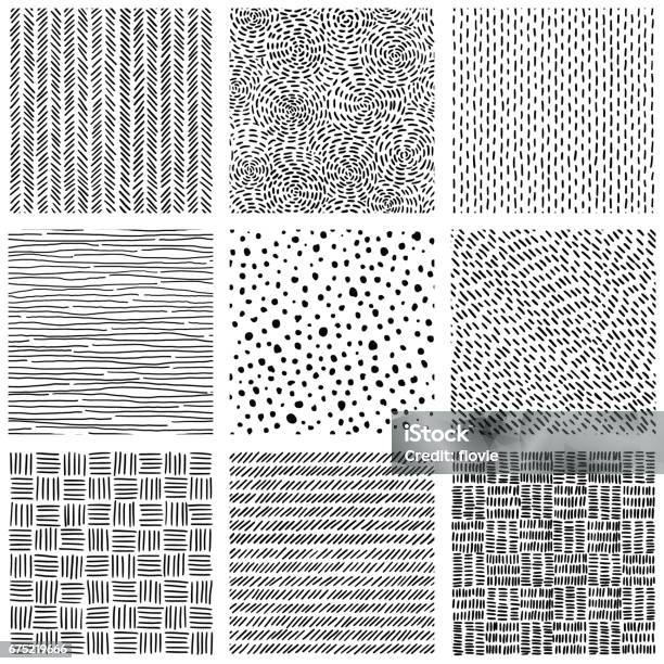 Collection Of Seamless Patterns Stock Illustration - Download Image Now - Drawing - Activity, Pattern, Drawing - Art Product