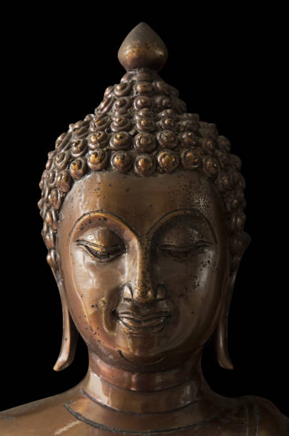 istock Closeup Antique Buddha Statue with Clipping Path 675232886