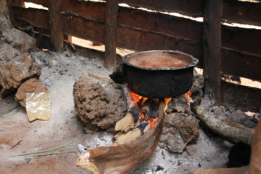 In Zanzibar fireplaces are used as outdoor kitchens. Zanzibar island is a semi-autonomous part of Tanzania in East Africa.