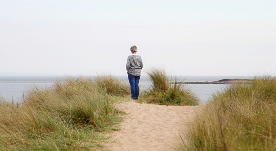 rear view of woman at beach