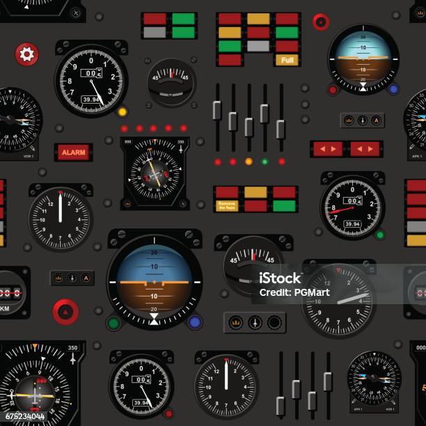 Flugzeuginstrumententafel Flugzeugdashboard Kreative Musterdesign Realistische Tapete Stock Vektor Art und mehr Bilder von Flugzeug