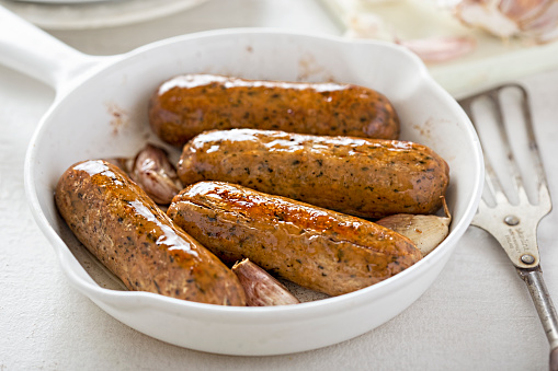 Wild garlic and parsley meat free mycoprotein sausages