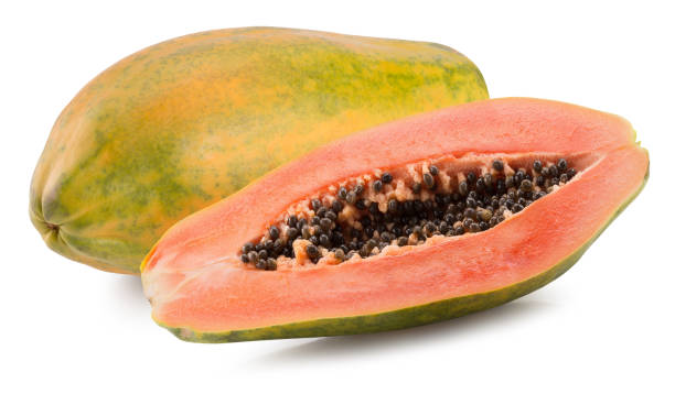 istock One whole and a half of papaya isolated 675251762