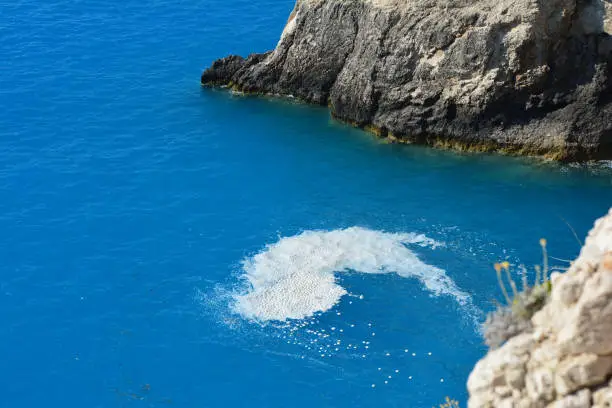 Marine Mycilage, Marine snow or Sea snots  near cliffs in Ionian Sea