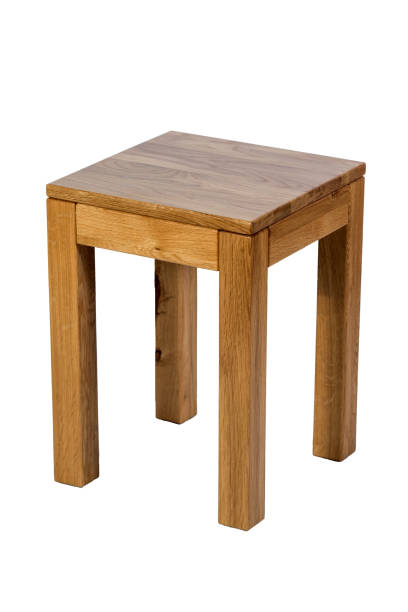 istock Brown wooden stool isolated on white background 675253268
