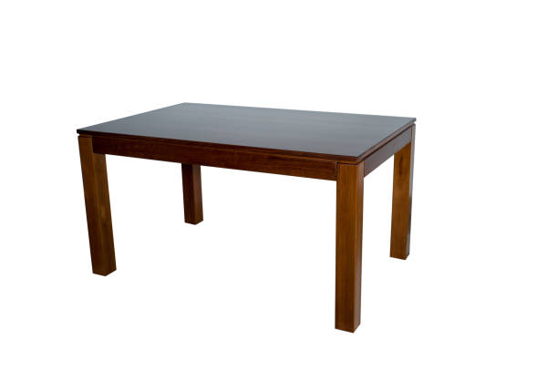 istock Wooden table isolated on white background 675254634