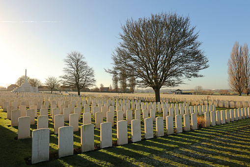 Tyne Cot Commonwealth World War I Graves Cemetery and Memorial to the Missing near Ypres in Flanders, Belgium