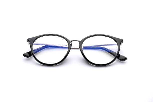 istock Eye glasses with black frame isolated on white background 675258618