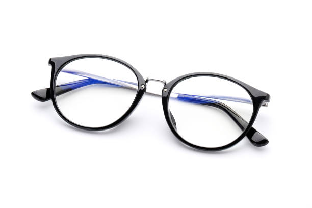 Eye glasses with black frame isolated on white background