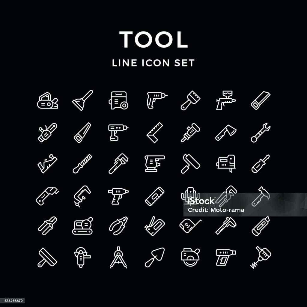 Set line icons of tool Set line icons of tool isolated on white. Vector illustration Icon Symbol stock vector