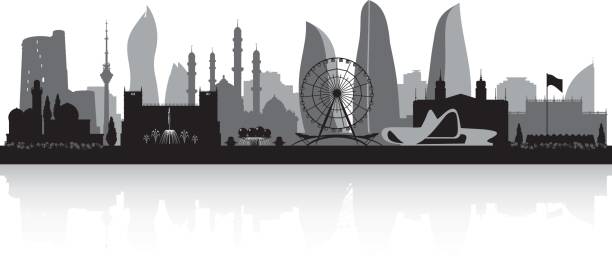 Baku Azerbaijan city skyline silhouette Baku Azerbaijan city skyline vector silhouette illustration baku stock illustrations