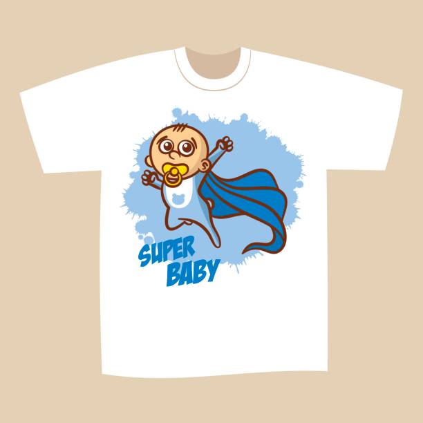 ilustrações de stock, clip art, desenhos animados e ícones de t-shirt print design superhero baby boy - super baby