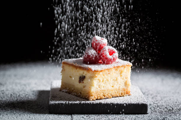 istock Tasty cheesecake with raspberries and powdered sugar 675267506