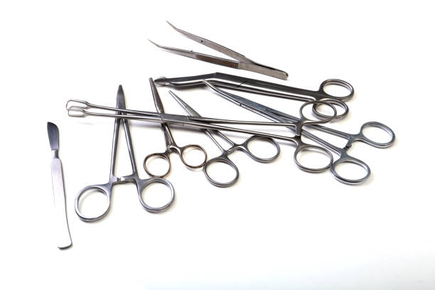 istock Medical and surgery instruments isolated on white background 675267936