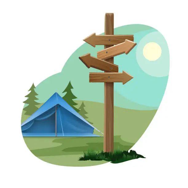 Vector illustration of Landscape with camping zone