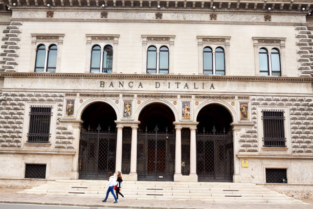 Building of Bank of Italy stock photo