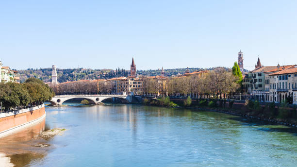 istock Adige river with Victory Bridge in Verona 675275312