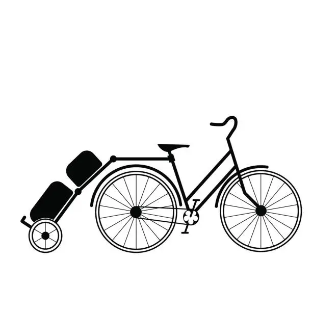 Vector illustration of Bicycle tandem trolley trailer tent accessories