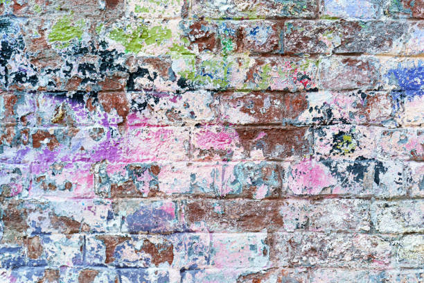 istock the old brick wall in colored paint. background 675278190