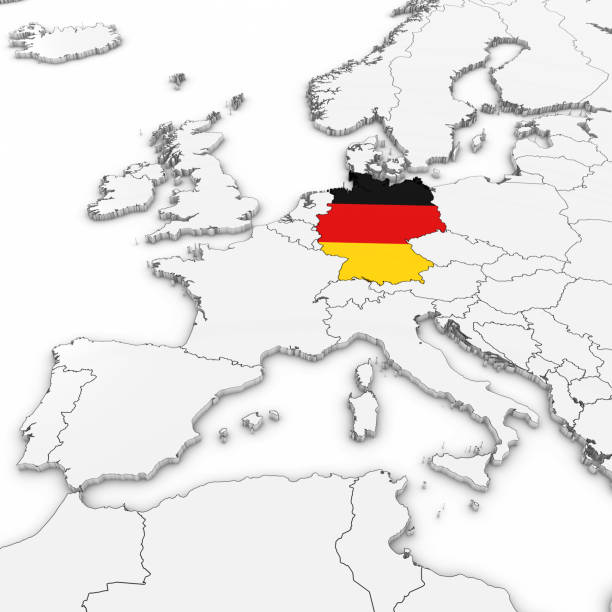 istock 3D Map of Germany with German Flag on White Background 3D Illustration 675278430