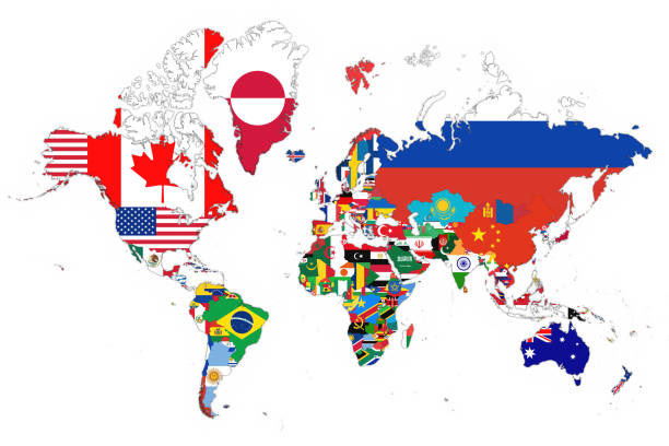World Map With Flags Stock Illustration - Download Image Now
