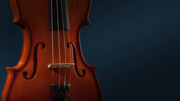 istock Violin musical instruments of orchestra closeup on black 675282234
