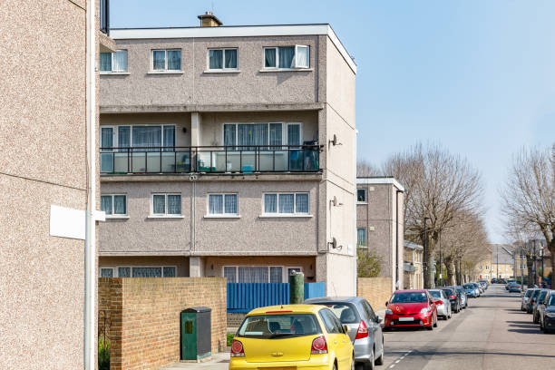 istock Row of council housing flats 675286250