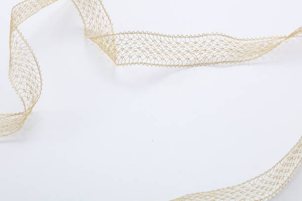 A yellow gold ribbon on a white background.