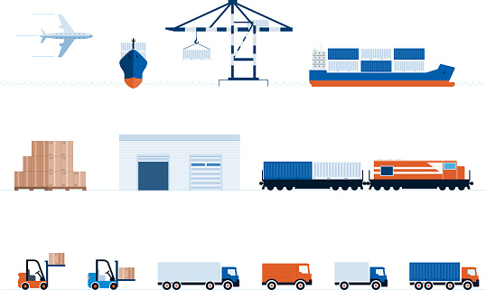 Vector global transportation and delivery symbol collection.