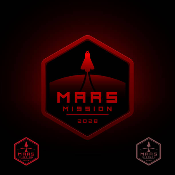 Mars Space Misson Design Vector Mars space mission symbol design mars stock illustrations